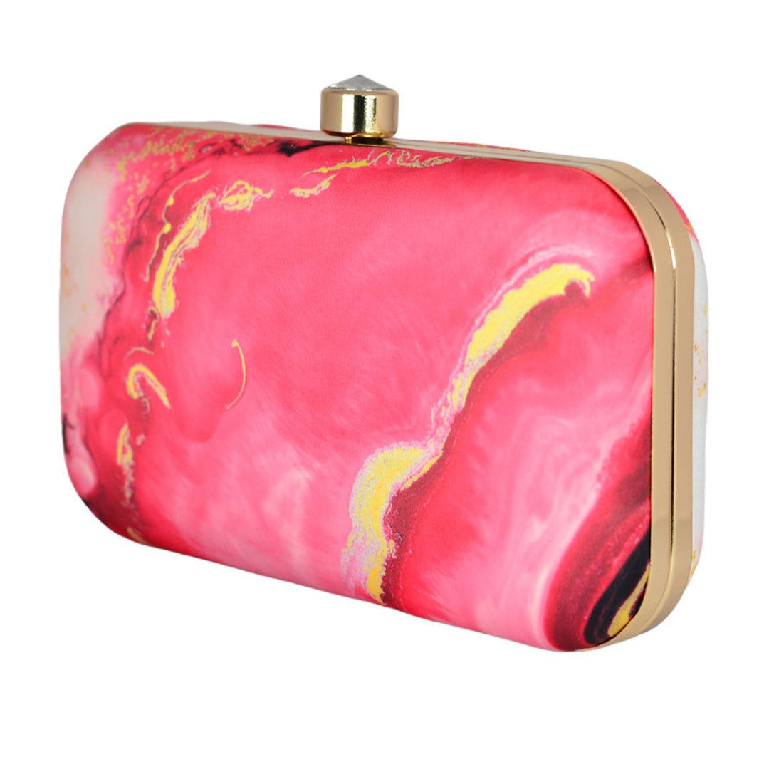Hot Pink Resin Print Clutch
