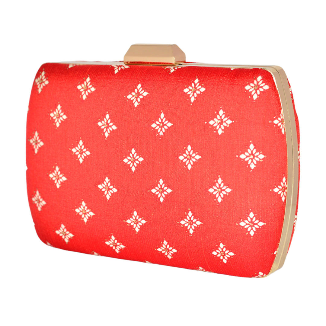 Red Colour  Pattern Clutch