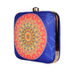 Red And Blue Symmetrical Printed Clutch