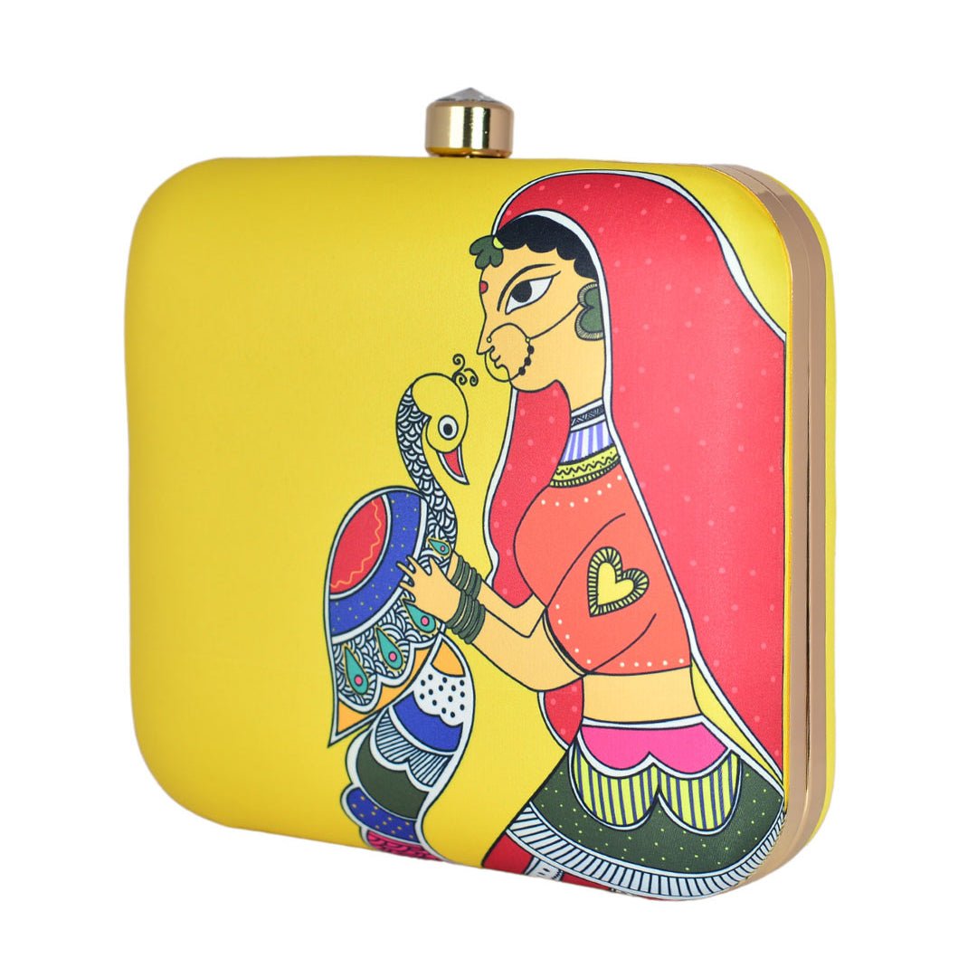 Women Peacock Printed Clutch