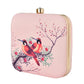 Pink Based Red Birds Printed Clutch