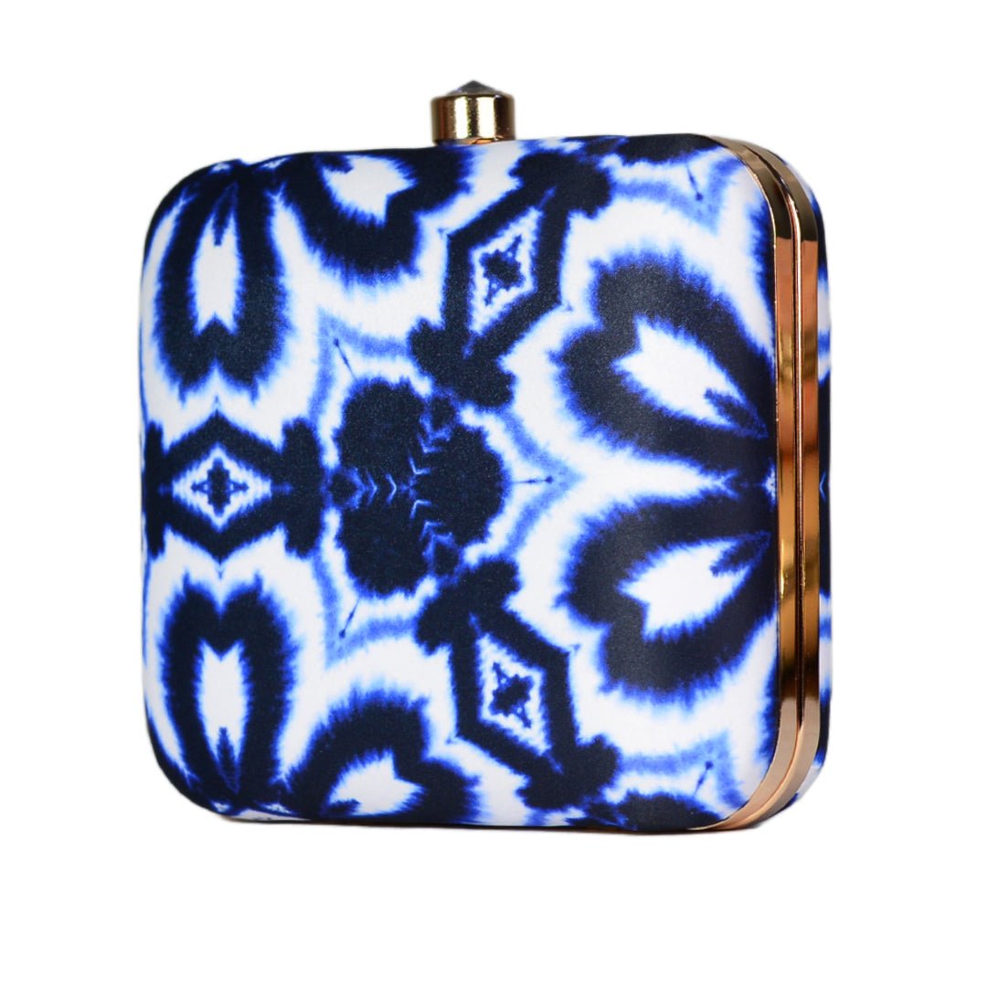 Royal Blue Printed Clutch
