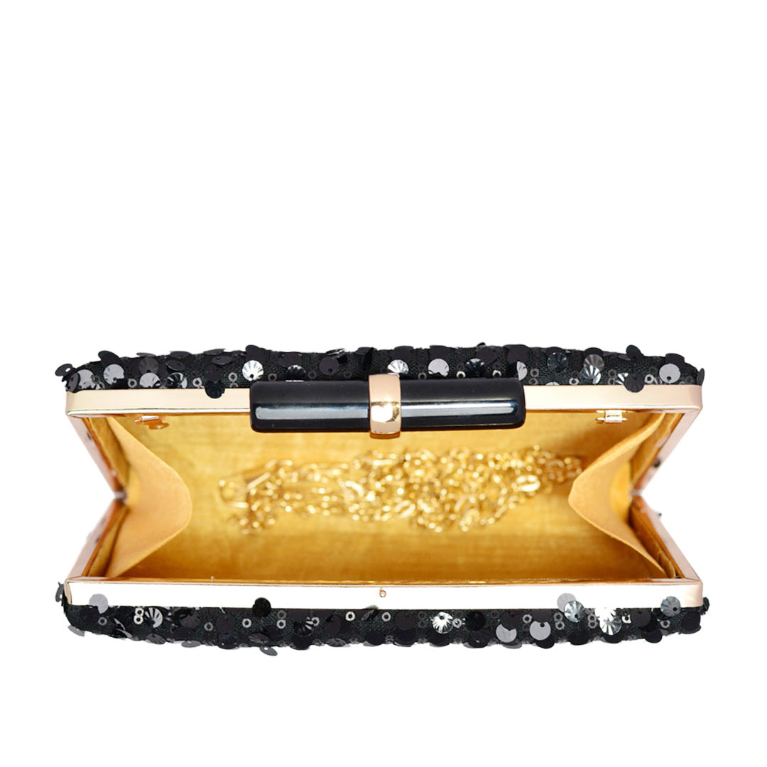 Charcoal Black Sequins Clutch