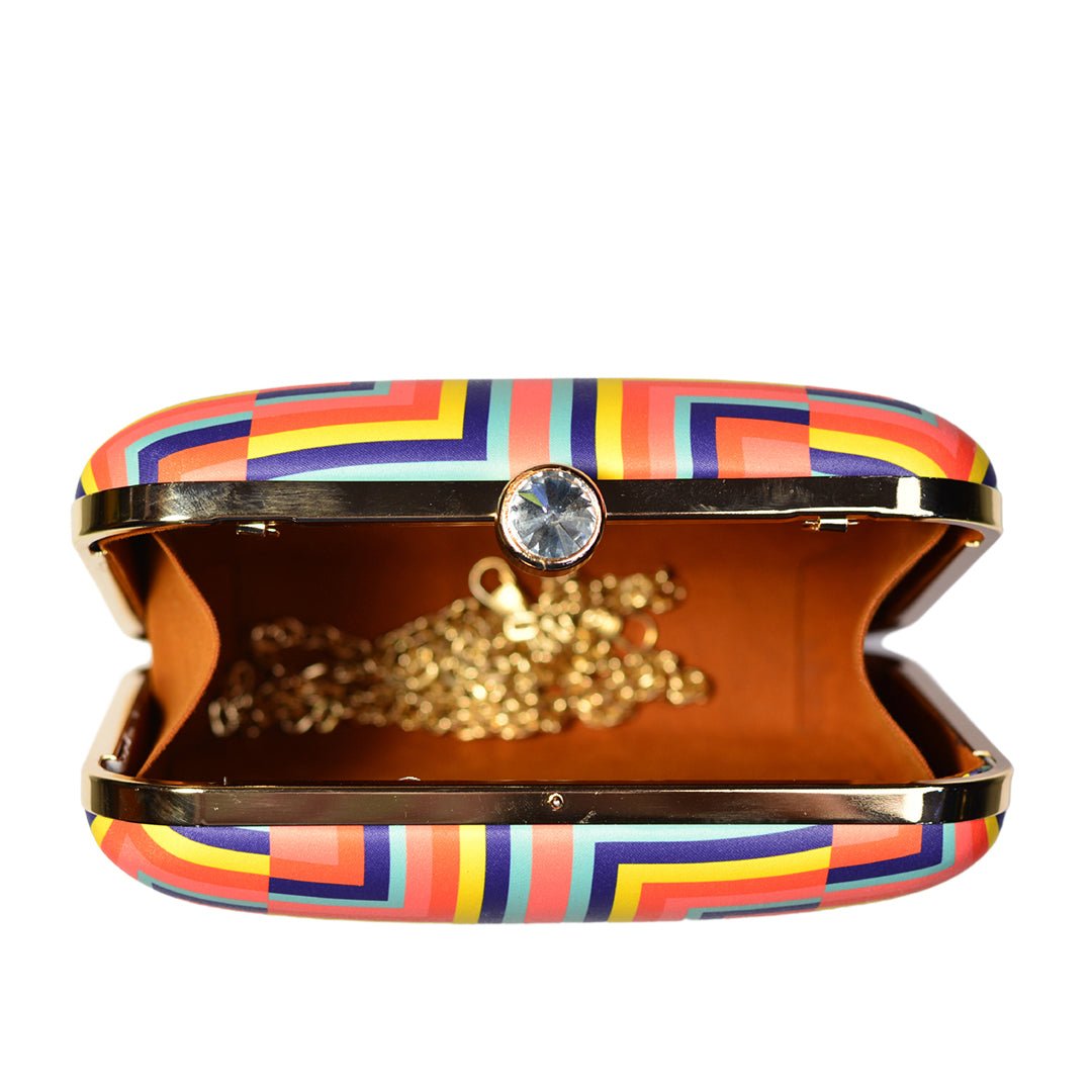 Funky Peach And Yellow Pattern Clutch