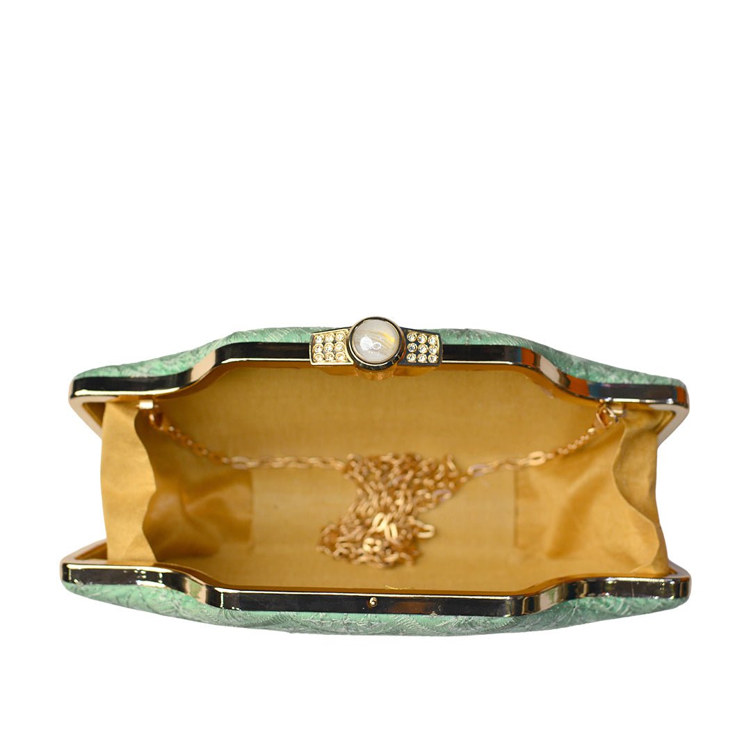 Artklim Sky Blue Boat Shaped Clutch With Squines