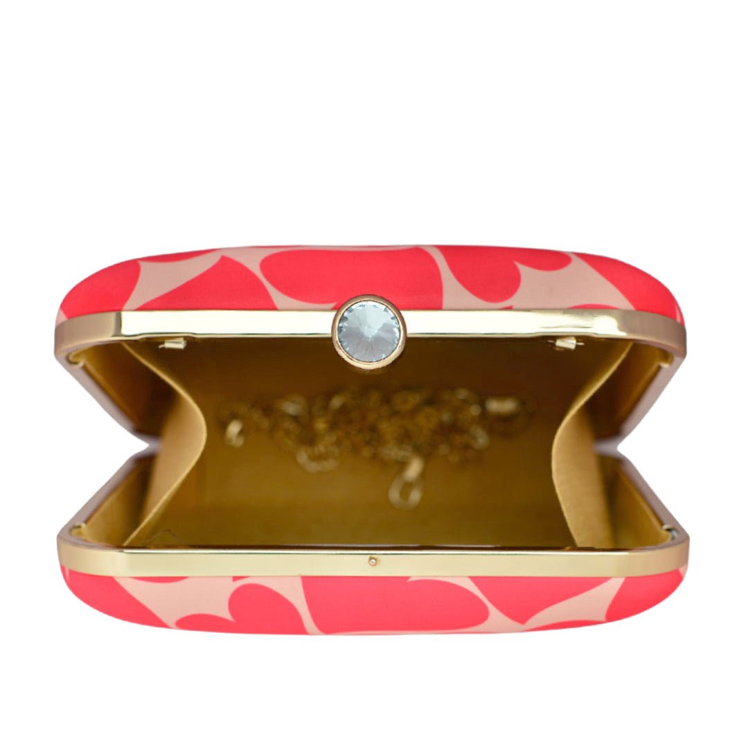 Artklim Valentine Red Hearts Printed Clutch