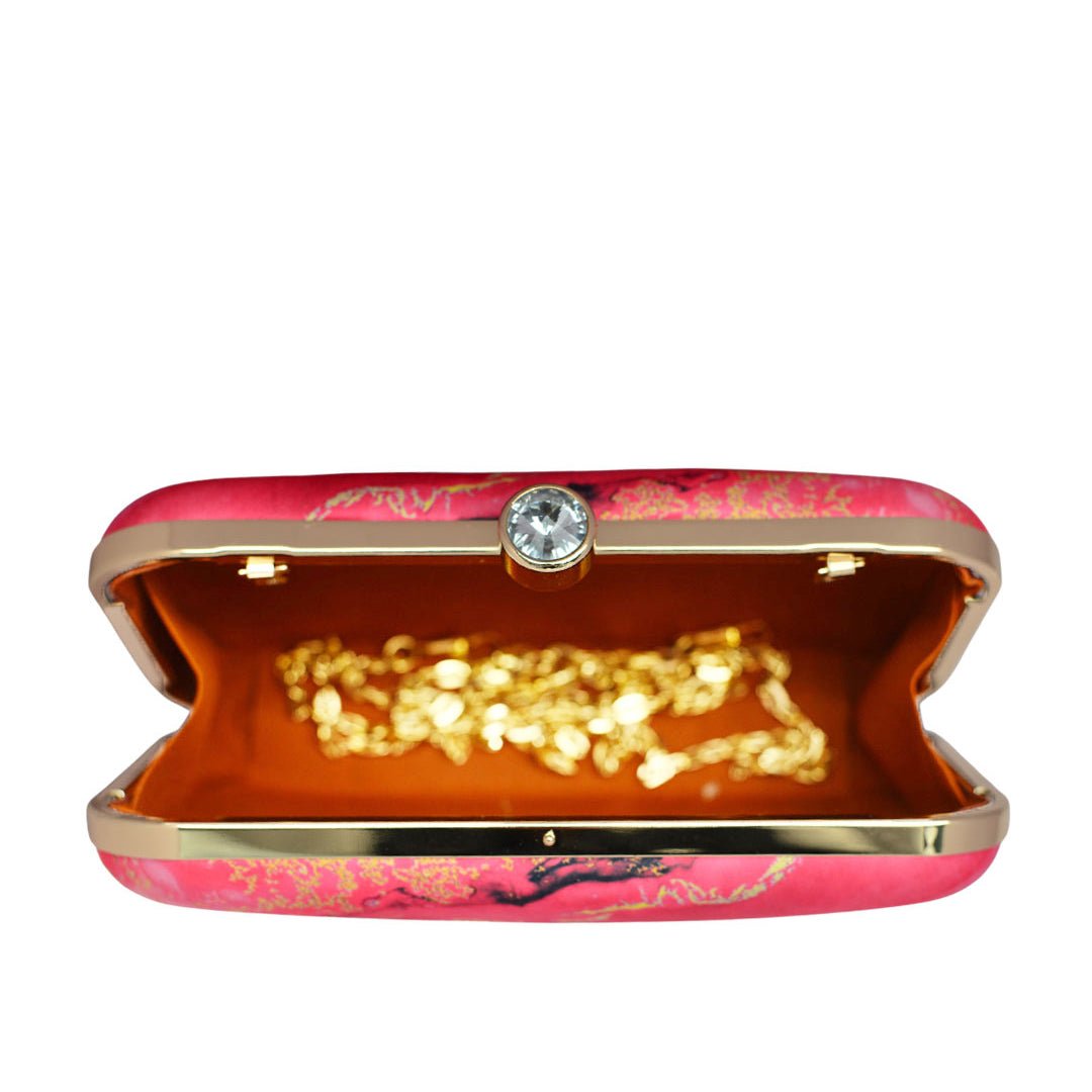 Hot Pink Resin Print Clutch