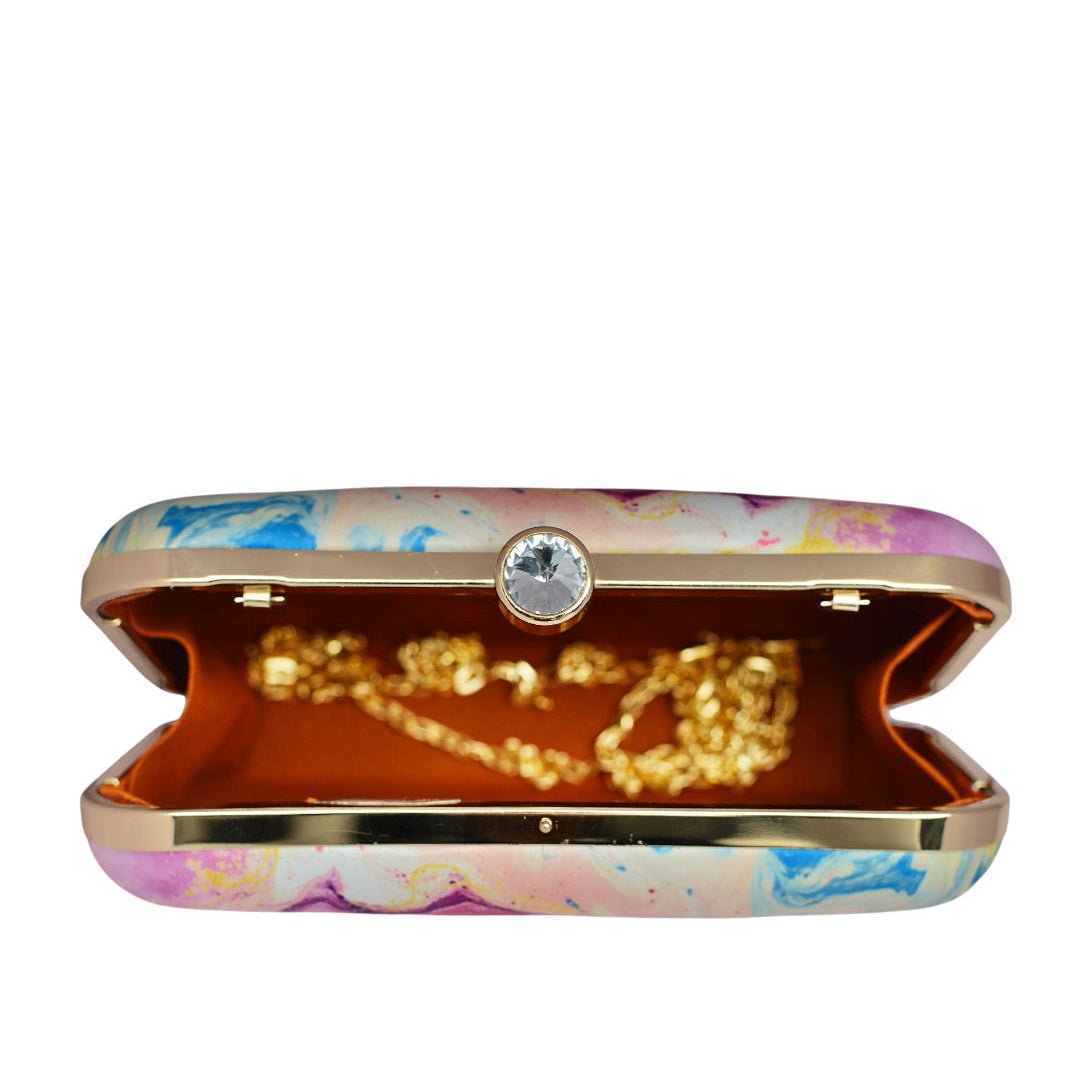 Purple-Peach Resin Print Clutch