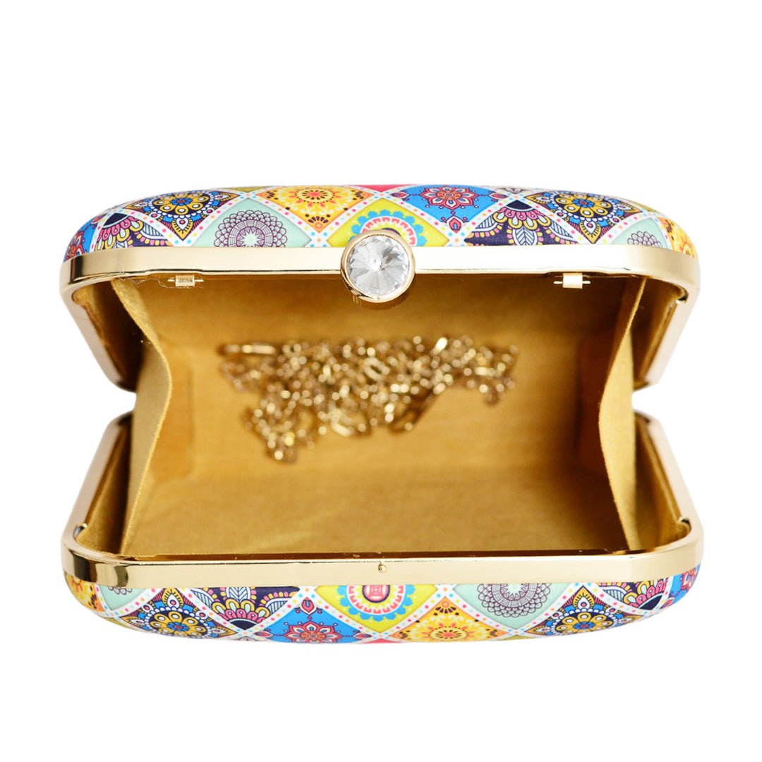 Yellow Multipattern Mandala Clutch