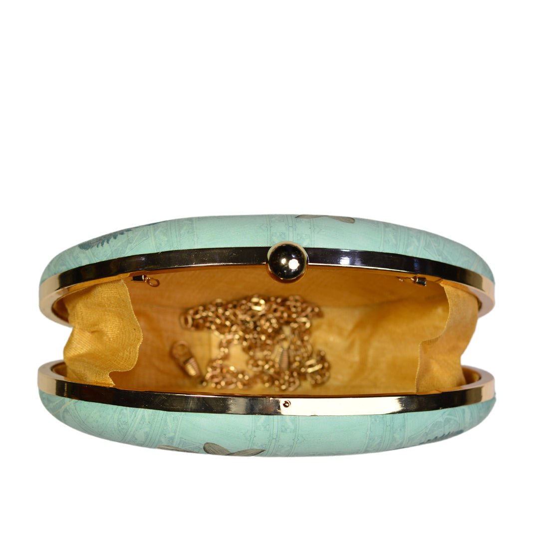 Peacock Pattern Oval Clutch