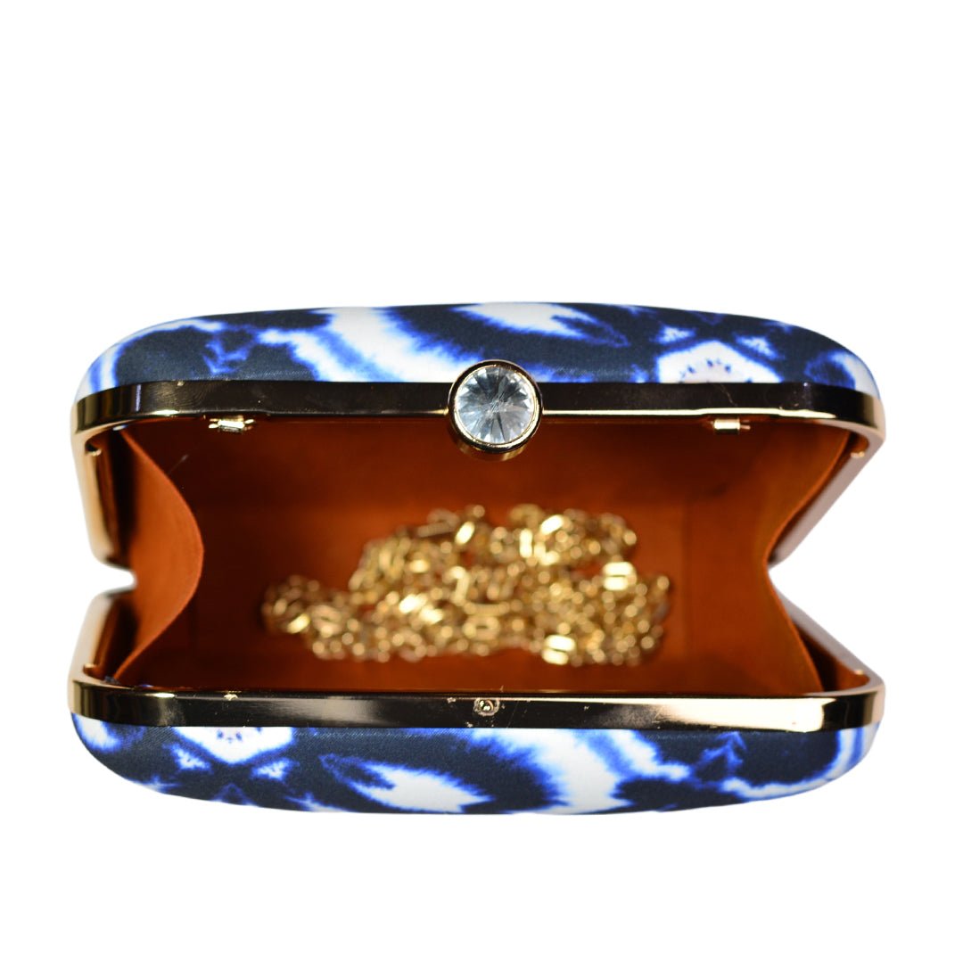 Royal Blue Printed Clutch