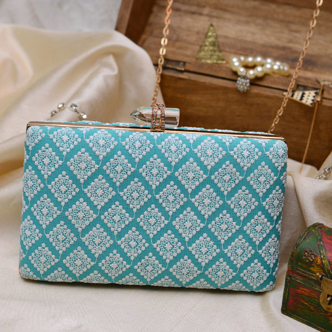 Sky blue clutch discount bag