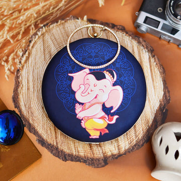 Ganesh Printed Round Clutch