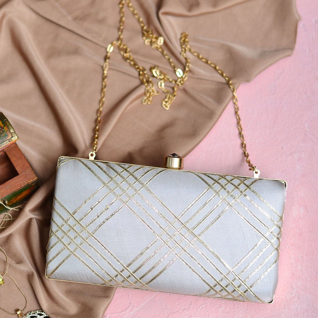 White Embroidered Clutch