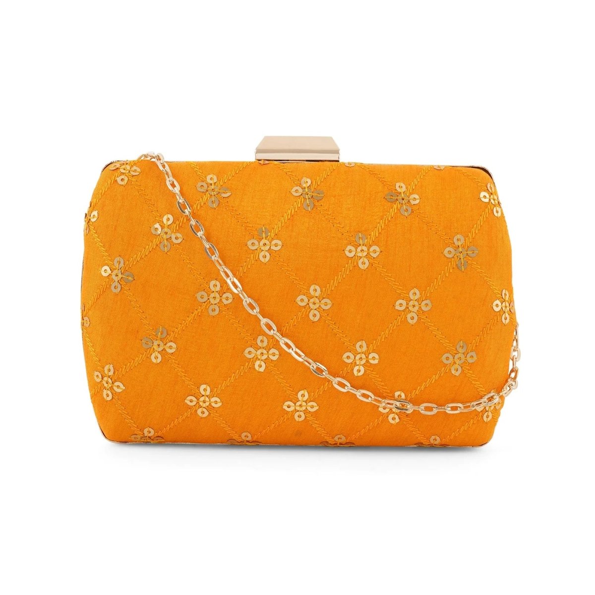 Yellow Embroidered Clutch
