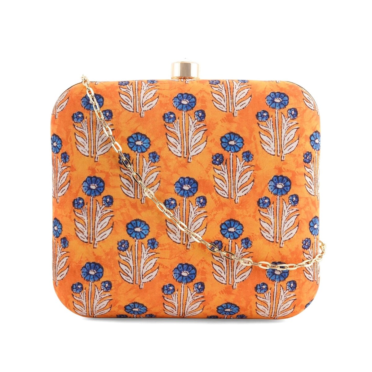 Blue Floral Printed Clutch