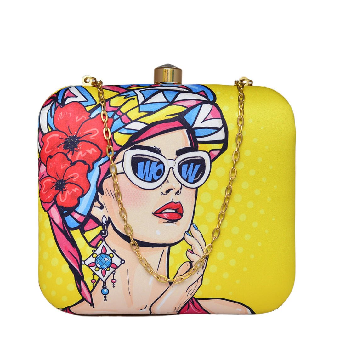 Pop Art Woman Printed Clutch