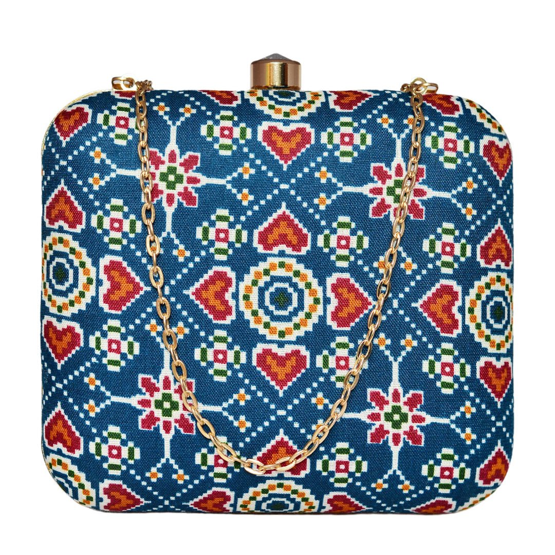 Royal Blue Symmetrical Fabric Clutch