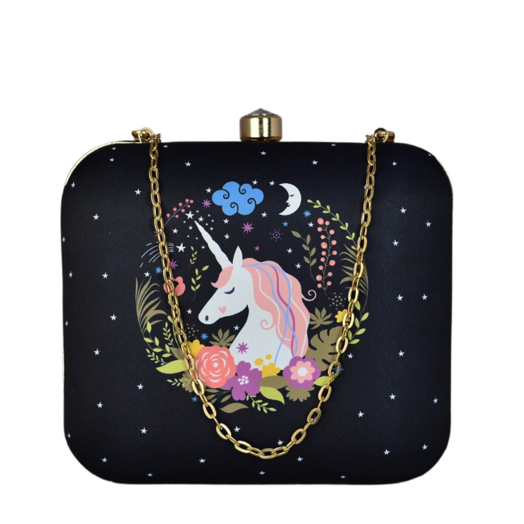 Graceful Unicorn Printed Clutch
