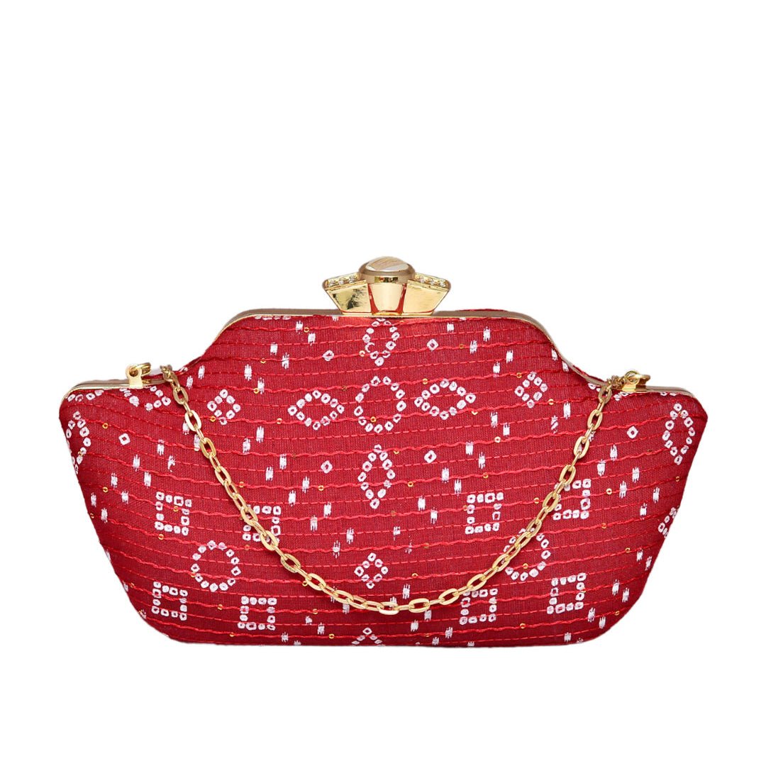 Red Embroidered Clutch