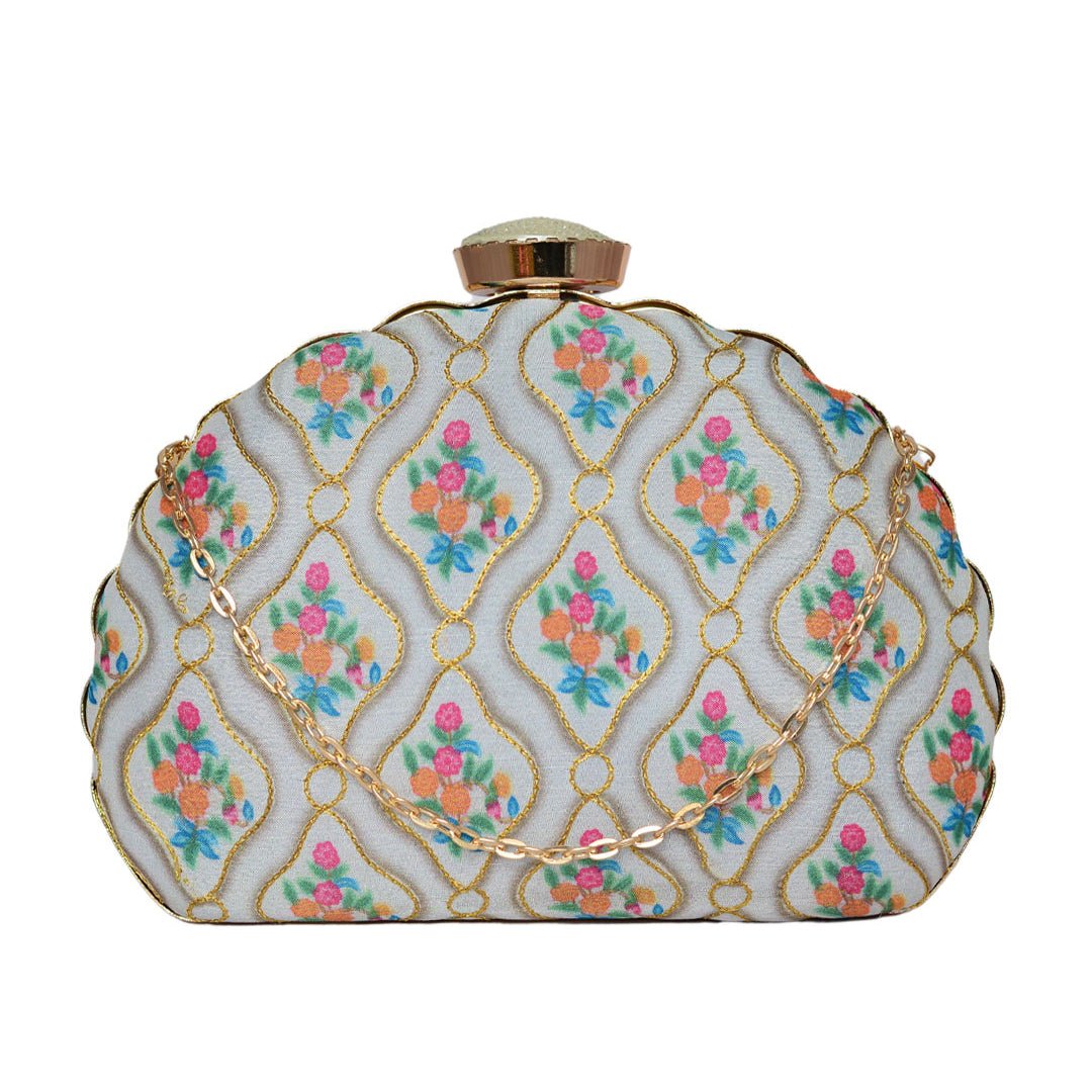 White Symmetrical Moon Clutch
