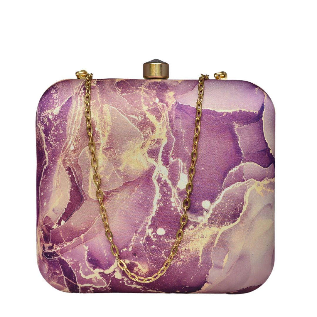 Burgundy Resin Printed Clutch