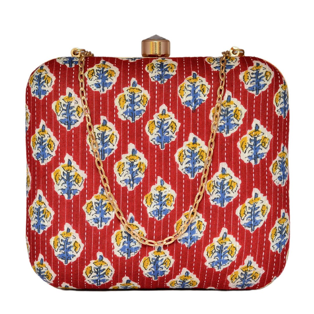 Maroon Fabric Clutch