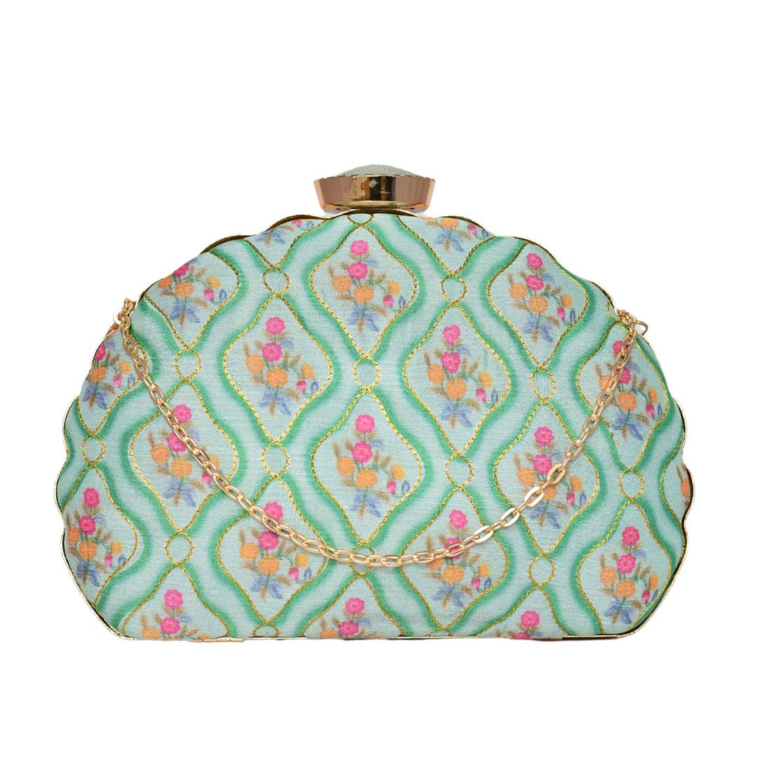 Green Symmetrical Moon Clutch