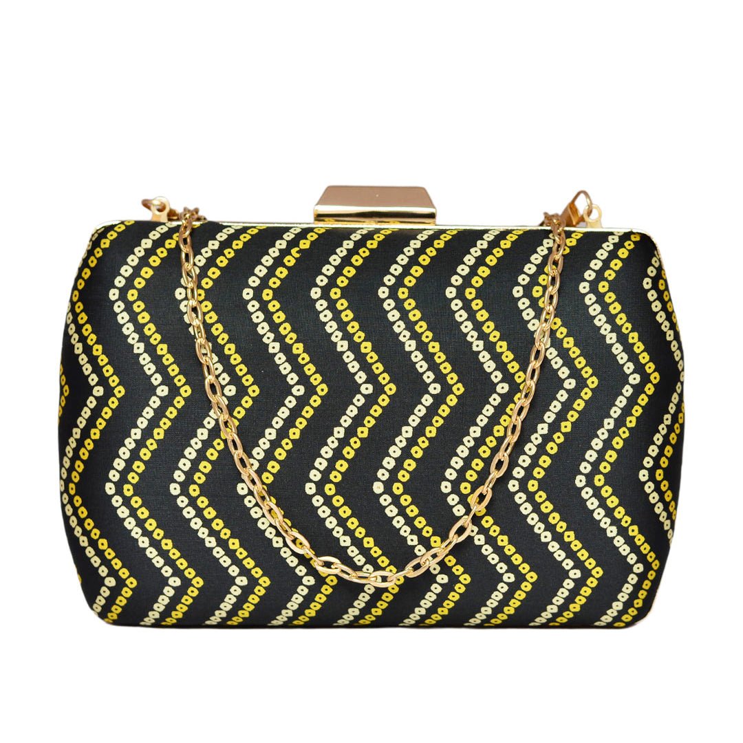 Black Zigzag Fabric Clutch