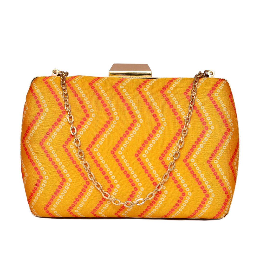 Yellow Zigzag Fabric Clutch