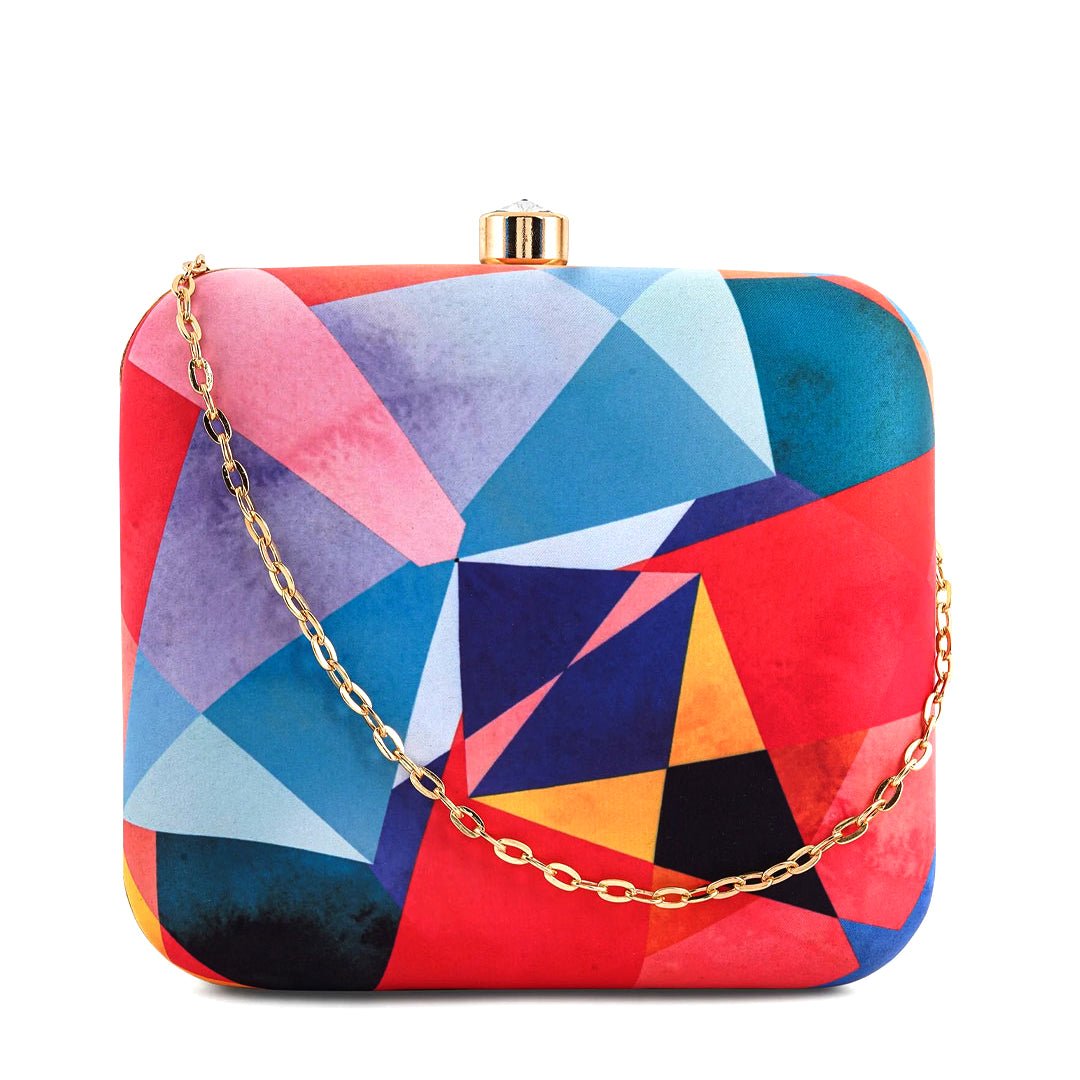 Multicolored Pattern Printed Clutch