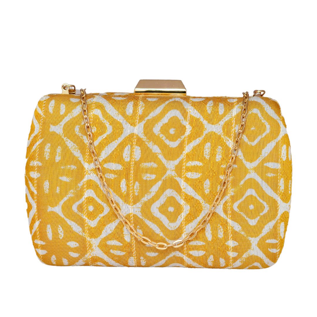 Yellow Pattern Fabric Clutch