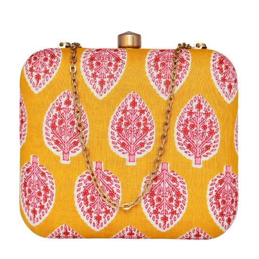 Yellow-Pink Fabric Clutch