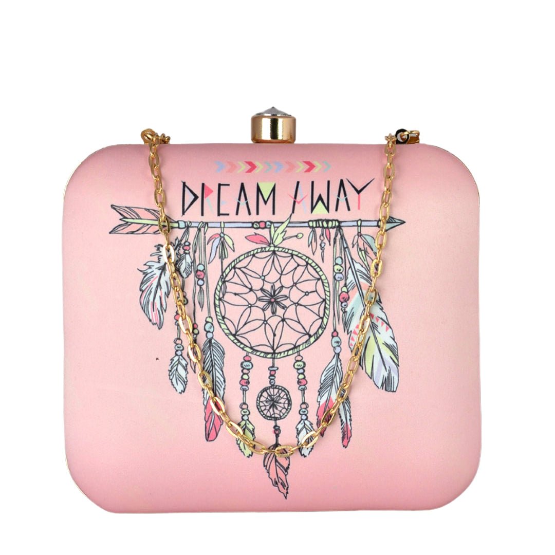 Pink Dream Catcher Printed Clutch