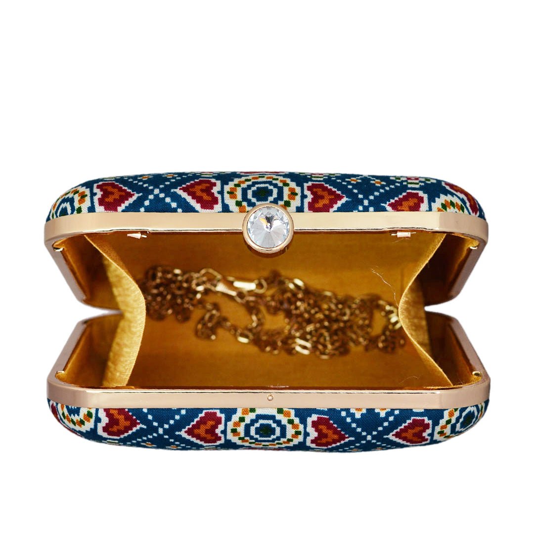Royal Blue Symmetrical Fabric Clutch