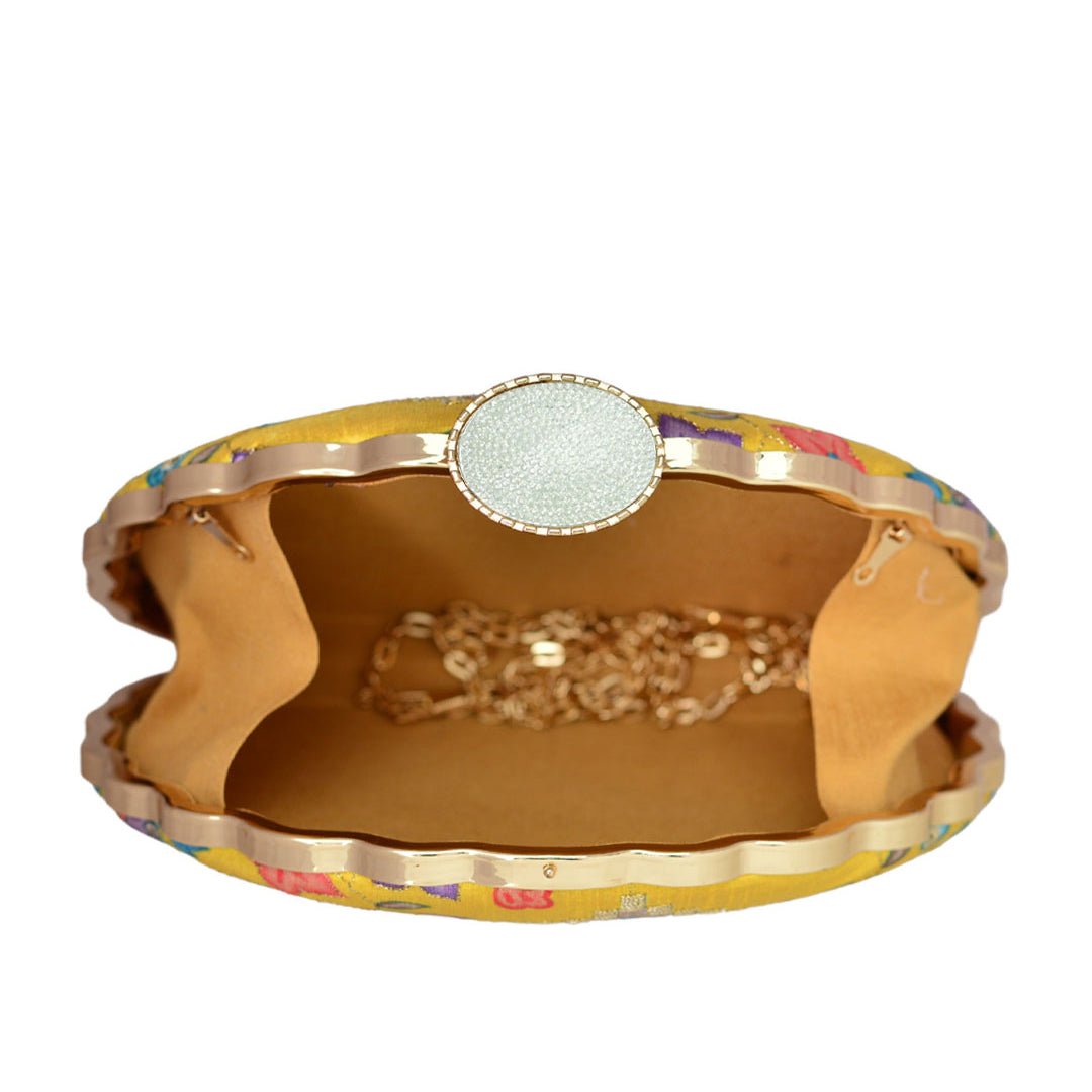 Yellow Symmetrical Moon Clutch