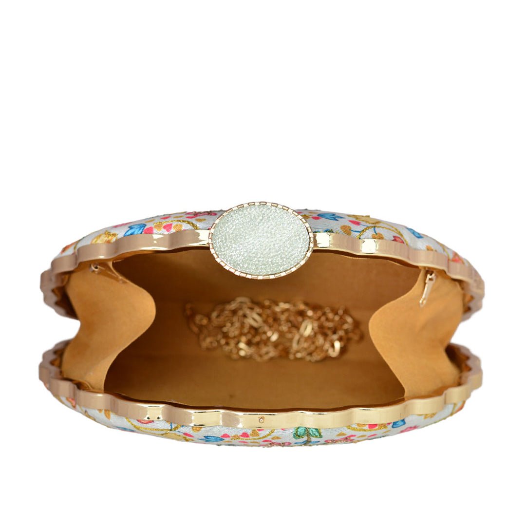 Multicolor Floral Moon Clutch
