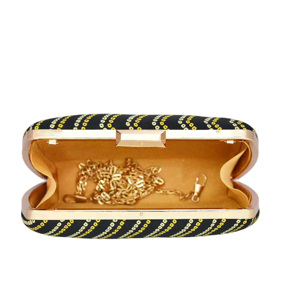 Black Zigzag Fabric Clutch