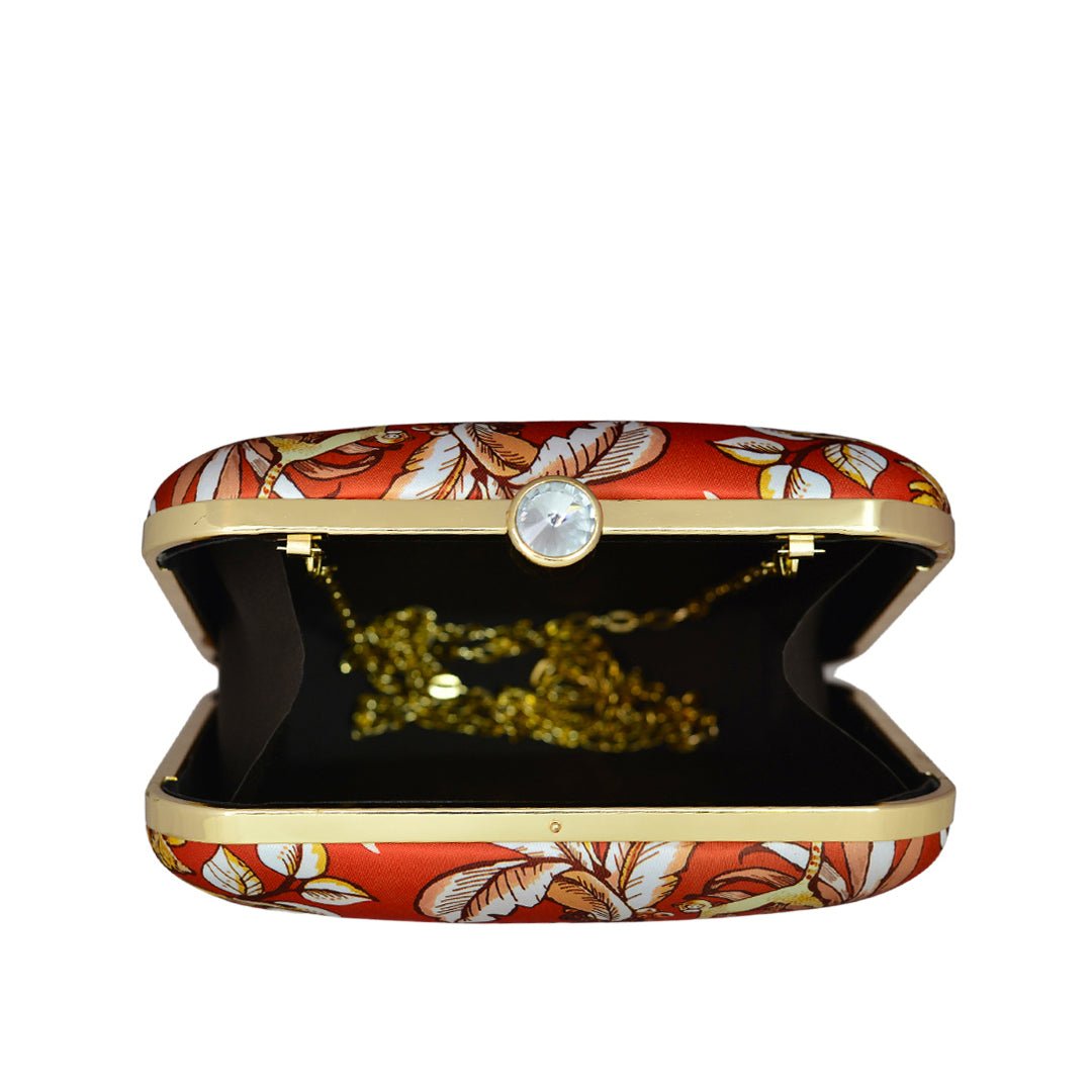 Multi Leaf Printed Clutch