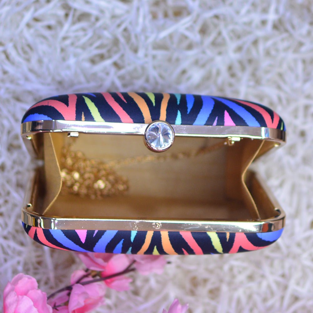 Artklim Multicolour Zebra Printed Clutch