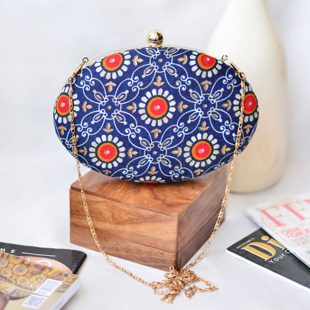 Oval discount clutch bag