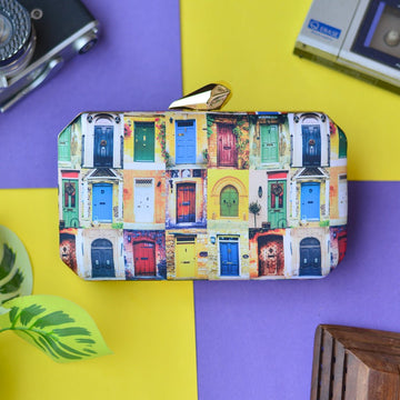 Colourful Doors Printed Clutch