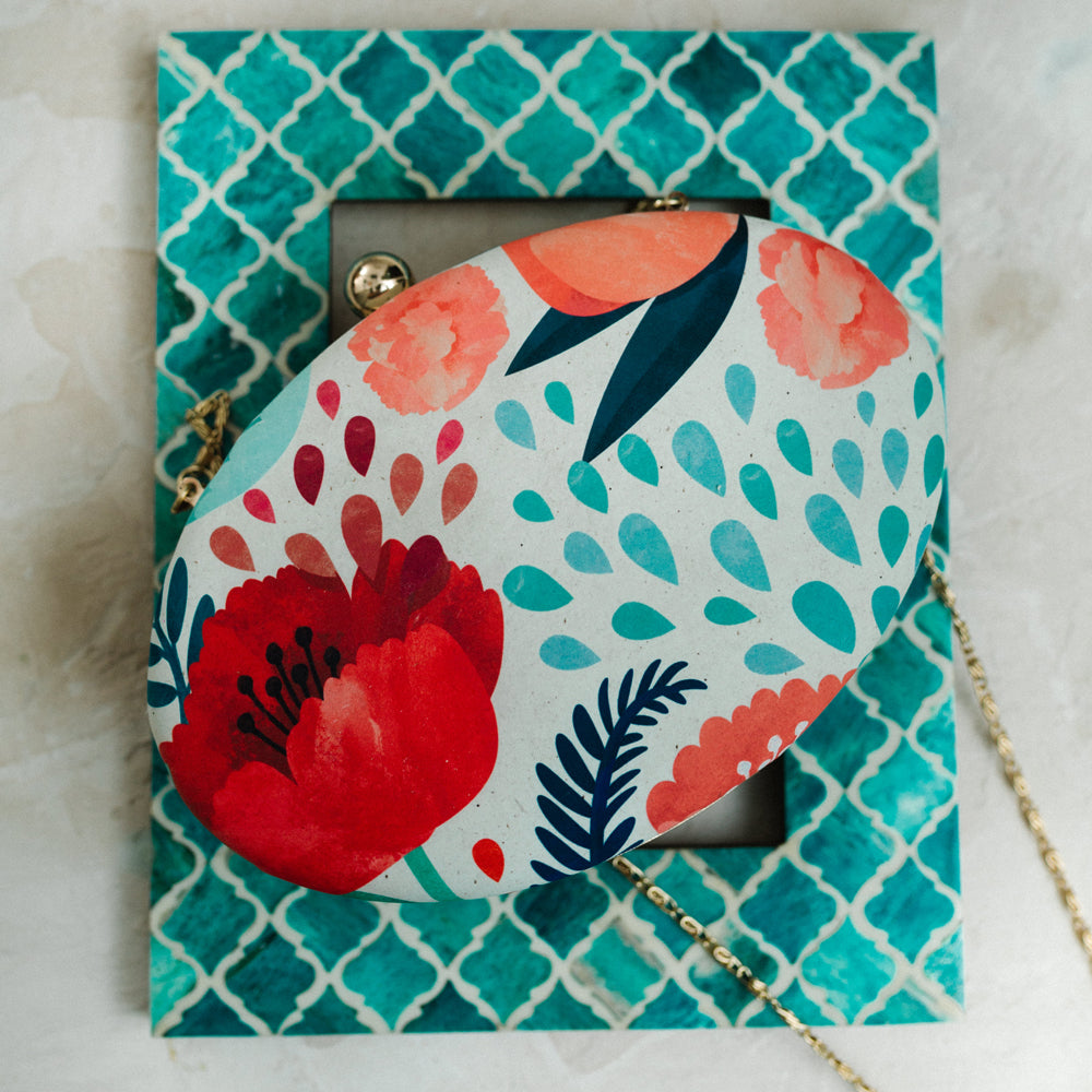 Artklim Floral Oval Pastel Clutch
