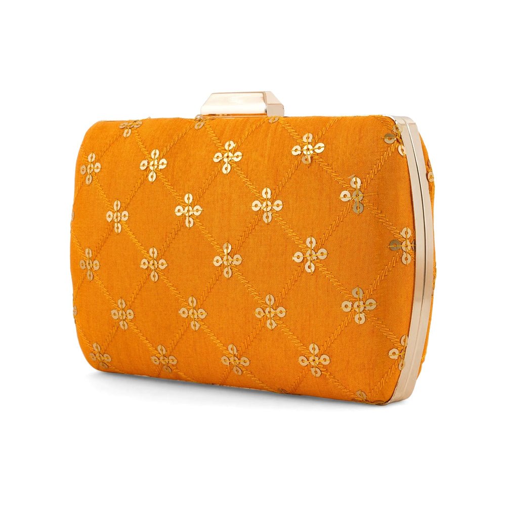 Yellow Embroidered Clutch
