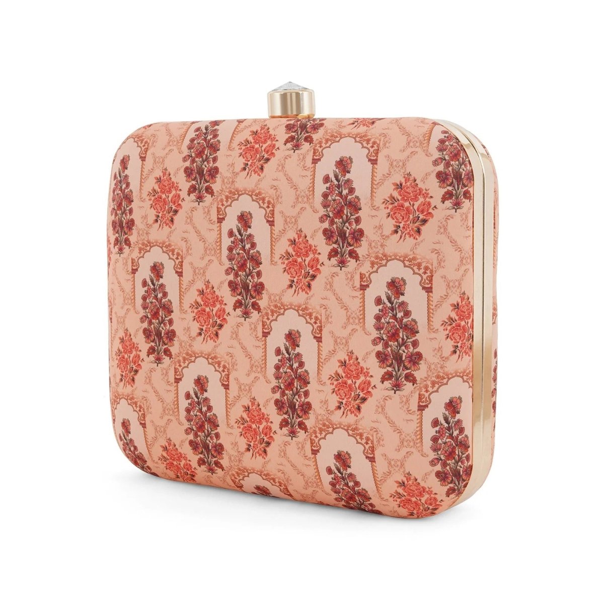 Artklim Peach Printed Clutch