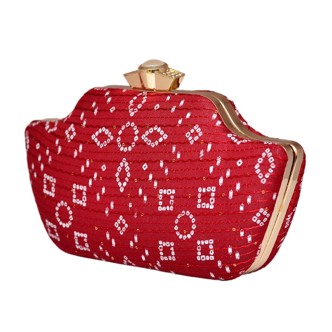 Red Embroidered Clutch