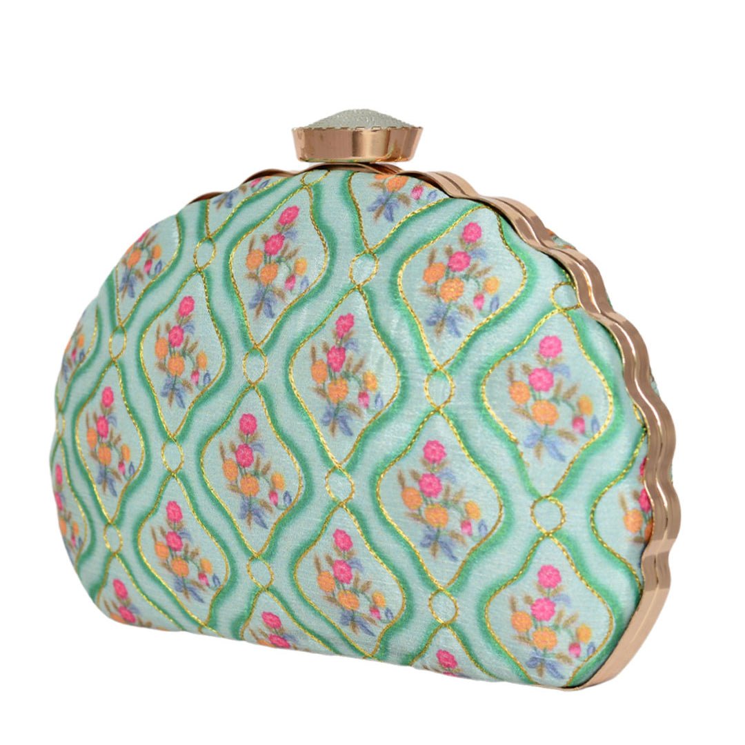 Green Symmetrical Moon Clutch