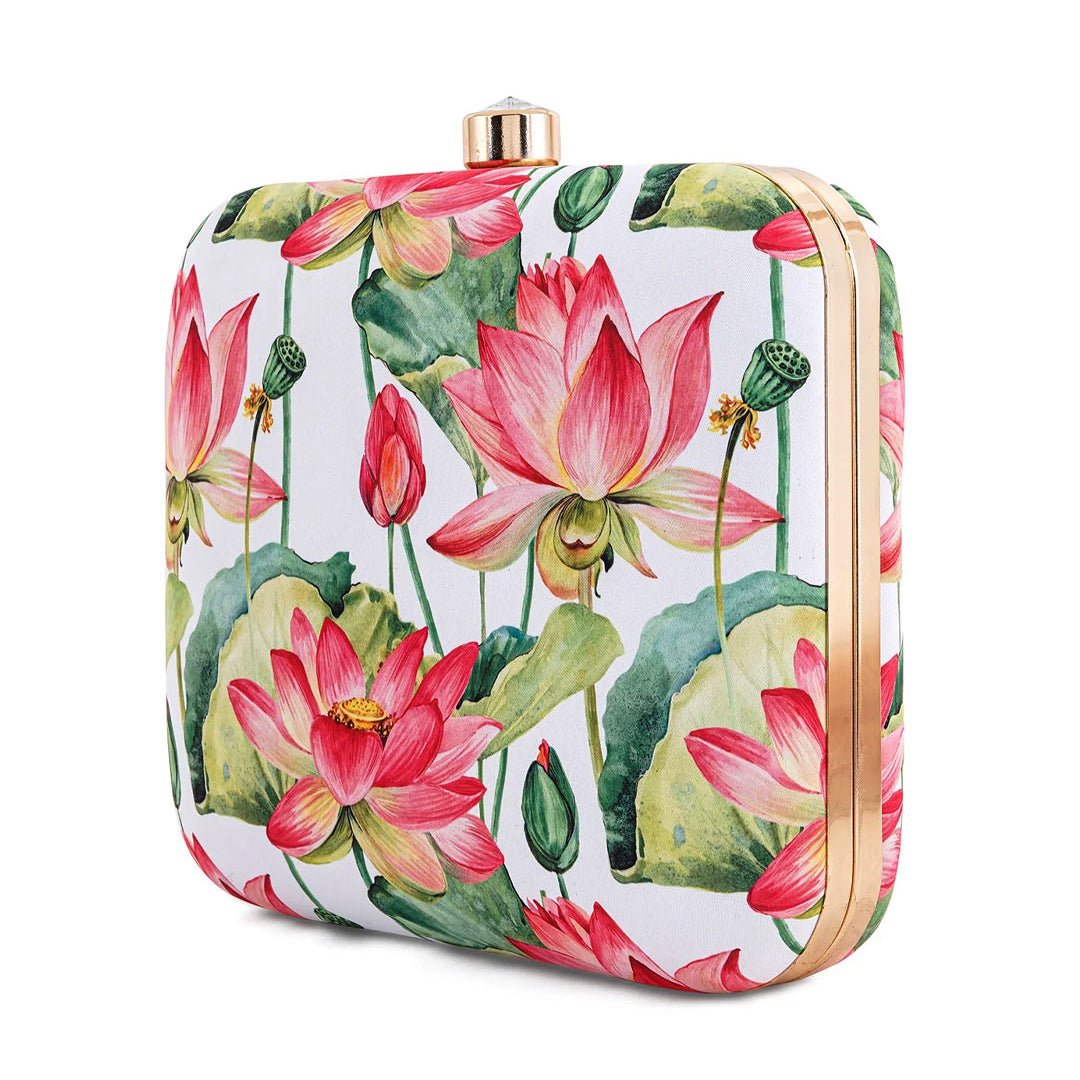 Lotus Printed Clutch