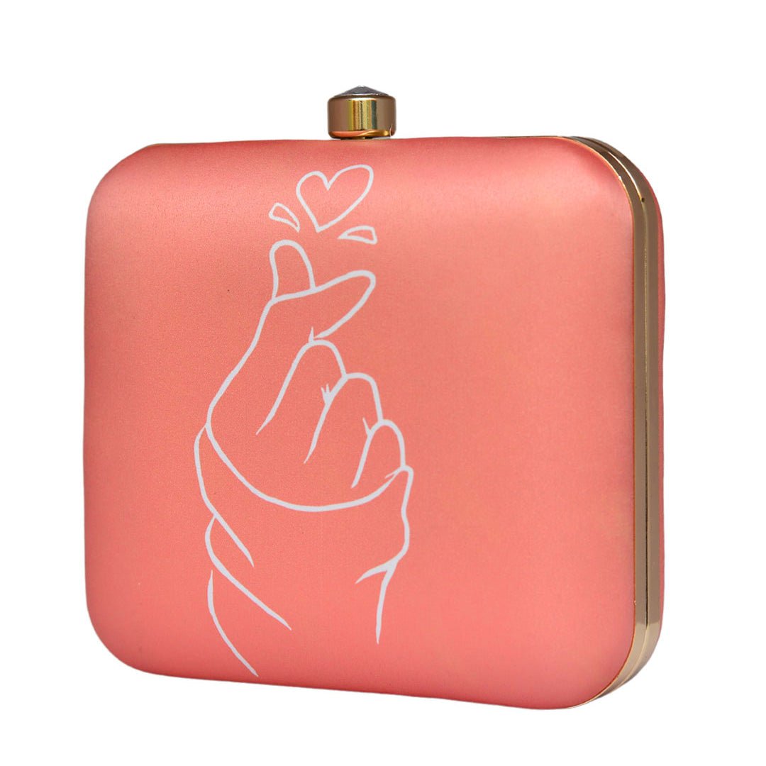 Coral Heart Printed Clutch