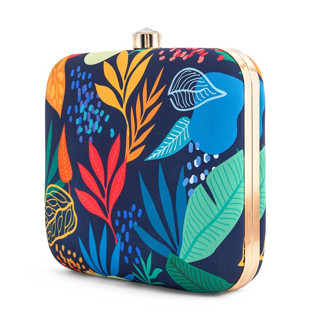 Multi Leaf Printed Clutch
